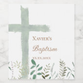 Heilig Kruis groen Doop Wijn Etiket (Enkel label)