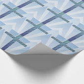 Heilig Kruis in tweetonenblauw rimpels Cadeaupapier (Hoek)