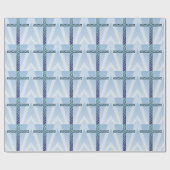 Heilig Kruis in tweetonenblauw rimpels Cadeaupapier (Vlak)