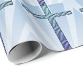 Heilig Kruis in tweetonenblauw rimpels Cadeaupapier (Rol Hoek)