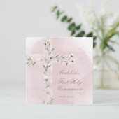 Heilig Kruis op stoffige roze Eerste Heilige Commu Kaart (Staand voorkant)