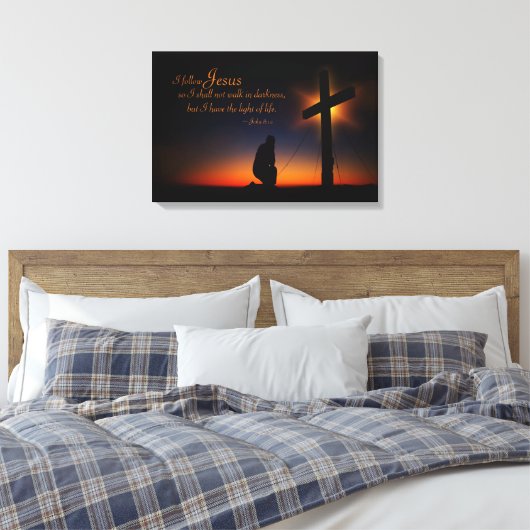Heilig Kruis op zonsondergang (Personaliseren) Canvas Afdruk (Insitu (Slaapkamer))