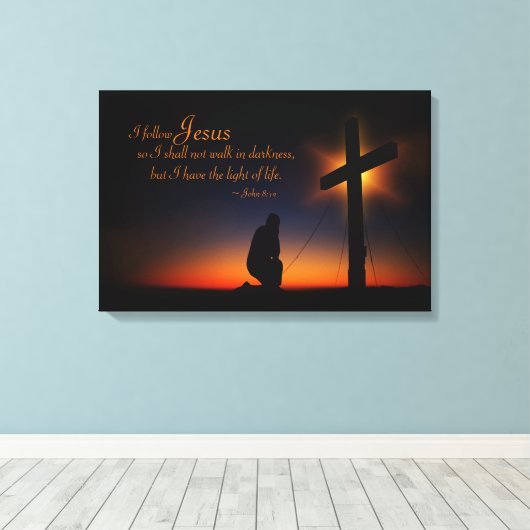 Heilig Kruis op zonsondergang (Personaliseren) Canvas Afdruk (Insitu (Houten vloer))