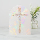 Heilig Kruis opal ontwerp Doop Kaart (Staand voorkant)
