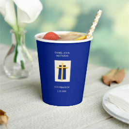 Heilig Kruis Vetgedrukte Blauwe Religieuze Partij Papieren Bekers