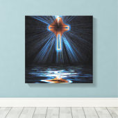 Heilig Kruis weerspiegeld in het water Canvas Afdruk (Insitu (Houten vloer))