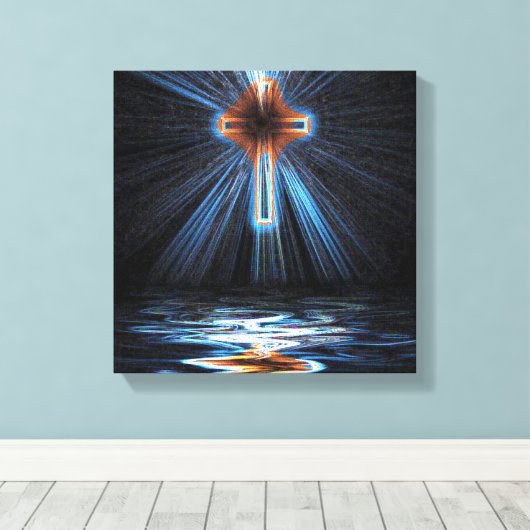 Heilig Kruis weerspiegeld in het water Canvas Afdruk (Insitu (Houten vloer))