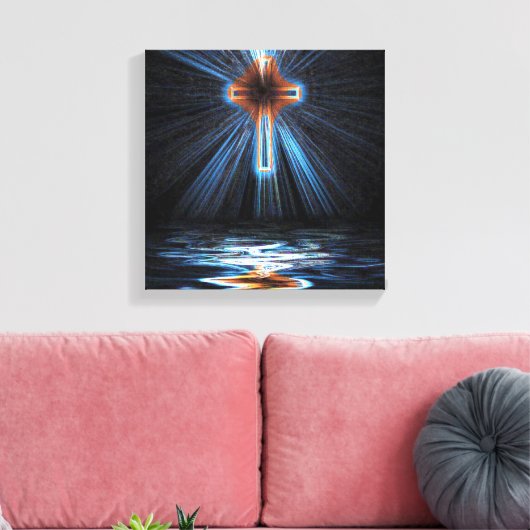 Heilig Kruis weerspiegeld in het water Canvas Afdruk (Insitu (Woonkamer))