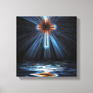 Heilig Kruis weerspiegeld in het water Canvas Afdruk