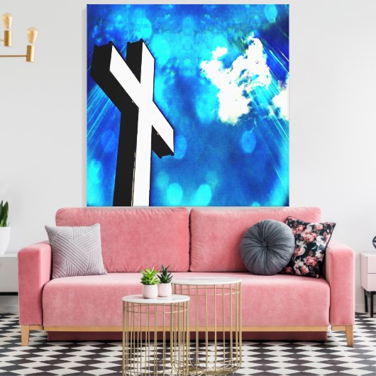 Heilig Kruisblauw met rugleuning omwikkeld Canvas (Insitu (Woonkamer))