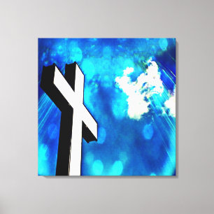 Heilig Kruisblauw met rugleuning omwikkeld Canvas Afdruk