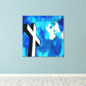 Heilig Kruisblauw met rugleuning omwikkeld Canvas Afdruk (Insitu (Houten vloer))