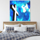 Heilig Kruisblauw met rugleuning omwikkeld Canvas Afdruk (Insitu (Slaapkamer))