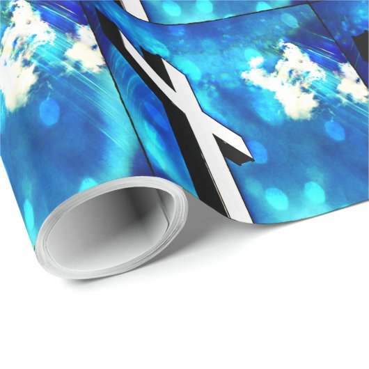 Heilig Kruisblauw-skruitpapier Cadeaupapier (Rol Hoek)