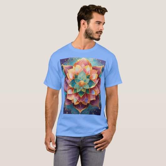 Heilig Lotus en Kosmisch DNA Abstract Art T-Shirt (Voorkant volledig)
