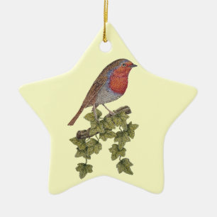 heilig met schattige robijn in het wild op kerst keramisch ornament