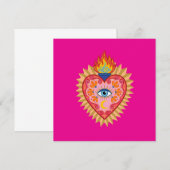 Heilig Mexicaans Hart met Beschermend Oog en Vlam Bedankkaart (Voorkant / Achterkant)