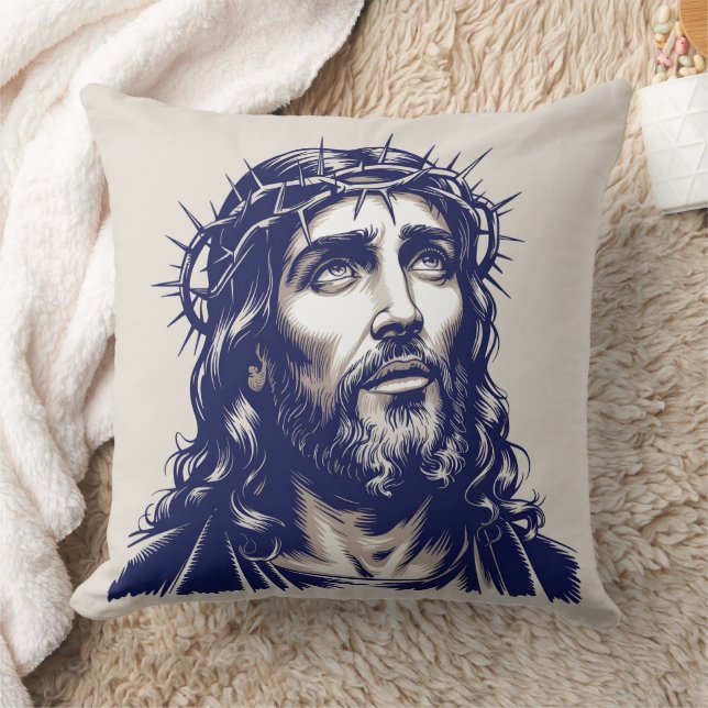 Heilig portret van Jezus –  kunstkussen Kussen (Deken)