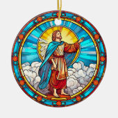 Heilig Verlosser Glas in lood Kerst Keramisch Ornament (Voorkant)