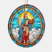 Heilig Verlosser Glas in lood Kerst Keramisch Ornament (Links)