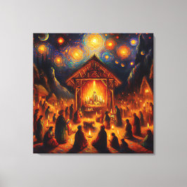 Heilig Vuur Onder de Sterrennacht Canvas Afdruk