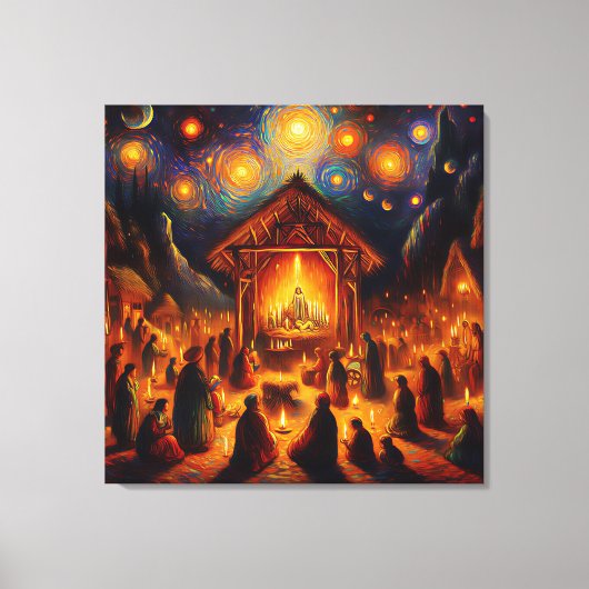 Heilig Vuur Onder de Sterrennacht Canvas Afdruk (Voorkant)