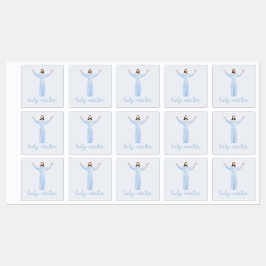 Heilig Water Blauw Jezus Christendom Katholiek Labels (Vel)