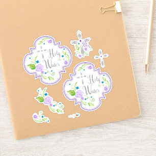 Heilig Water Stickers Paarse Rozen