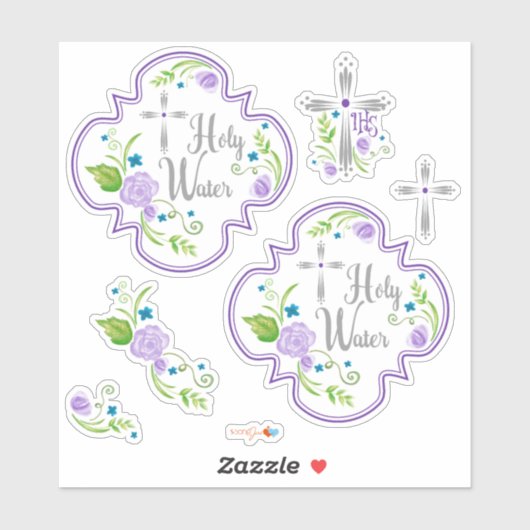 Heilig Water Stickers Paarse Rozen (Vel)