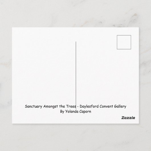 Heiligdom tussen de bomen briefkaart (Achterkant)