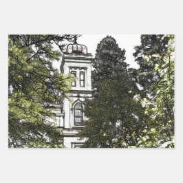 Heiligdom tussen de bomen inpakpapier vel