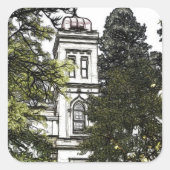 Heiligdom tussen de bomen vierkante sticker (Voorkant)