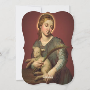 Heilige Agnes van Rome met Gebed Feestdagenkaart