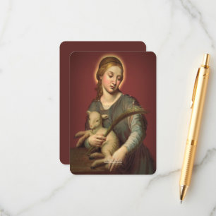 Heilige Agnes van Rome met Gebed Informatiekaartje