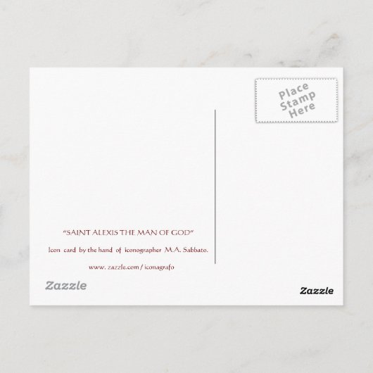 Heilige Alexis het Man van God - de Kaart van het (Achterkant)