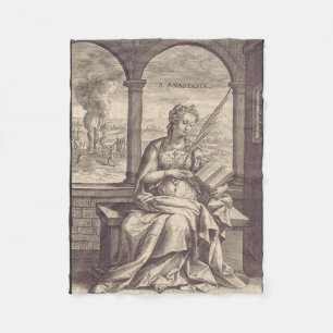 Heilige Anastasia de Bevrijder Zwart & Wit Kunst Fleece Deken