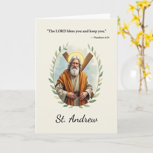 Heilige Andreas Gods Vrede en Zegeningen Schrift Kaart (Gele Bloem)