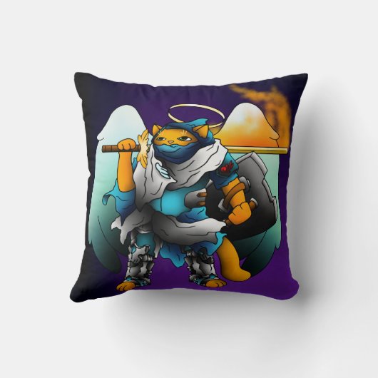 Heilige Angel Knight Cat Kussen (Achterkant)