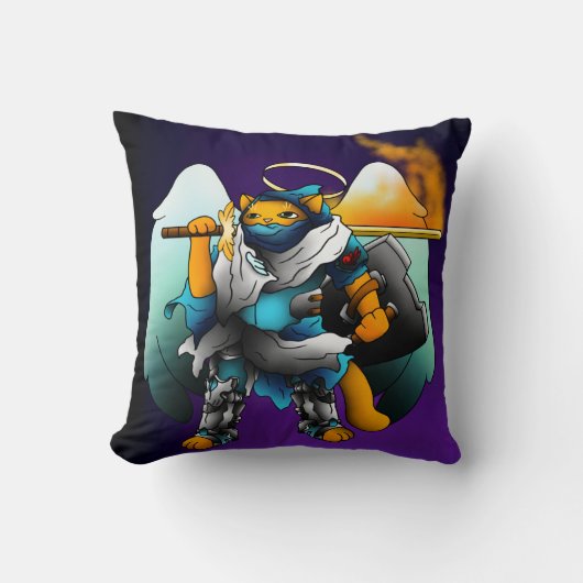 Heilige Angel Knight Cat Kussen (Voorkant)