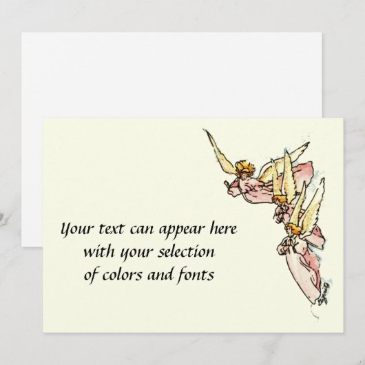 Heilige Angels Pink Gegowned Waterverf Painting Feestdagenkaart (Voorkant / Achterkant)