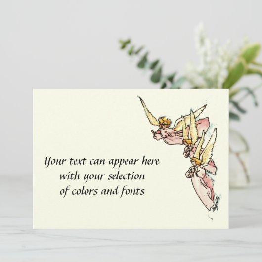 Heilige Angels Pink Gegowned Waterverf Painting Feestdagenkaart (Staand voorkant)