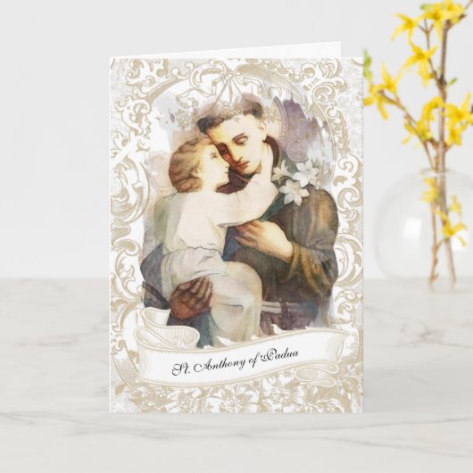 Heilige Antonius van Padua Kind Jezus Kaart (Gele Bloem)