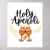 Heilige Aperoli Witte Trendy Aperol Spritz Uitspra Poster (Voorkant)