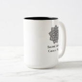 Heilige balans minimalistische mandala tweekleurige koffiemok (Voorkant rechts)