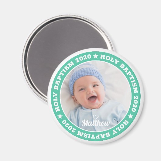 Heilige Baptism Modern Aangepaste Foto Magneet (Voorkant / Achterkant)