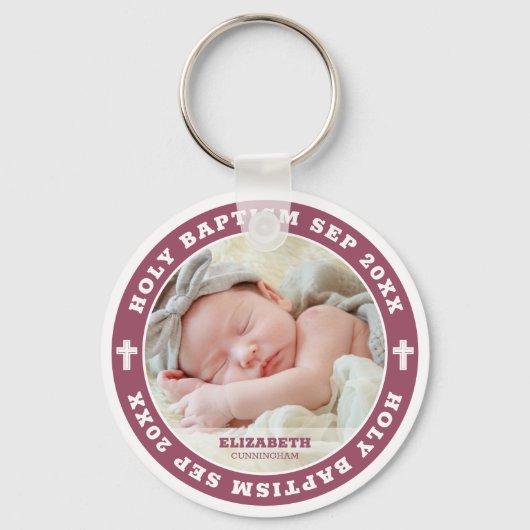Heilige Baptism Modern White Cross - Aangepaste fo Sleutelhanger (Voorkant)