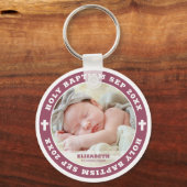 Heilige Baptism Modern White Cross - Aangepaste fo Sleutelhanger (Voorkant)
