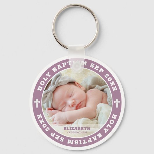 Heilige Baptism Modern White Cross - Aangepaste fo Sleutelhanger (Voorkant)