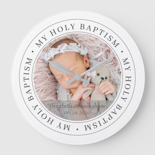 Heilige Baptisme Eenvoudig Lijst Moderne Aangepast Grote Klok (Voorkant)