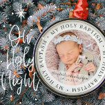 Heilige Baptisme Eenvoudig Lijst Moderne Aangepast Metalen Ornament<br><div class="desc">Dit eenvoudige en klassieke ontwerp is samengesteld uit serif typografie en voegt een douanefoto toe. "Mijn Heilige Baptisme" cirkelt de foto van uw baby,  kind,  enz.</div>